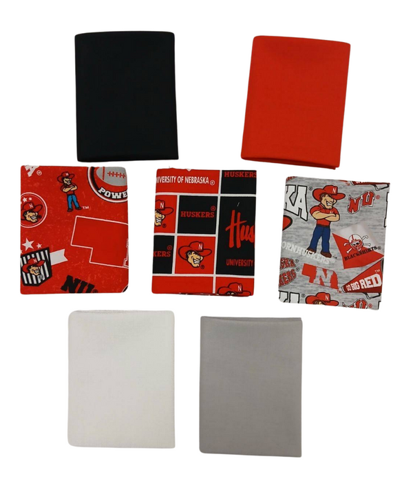 Nebraska Cornhuskers - Fat Quarter Bundle - 20 pack (Red, Black & White)