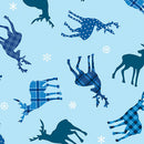 Winter Farm House Plaid - Tossed Deer - Light Blue