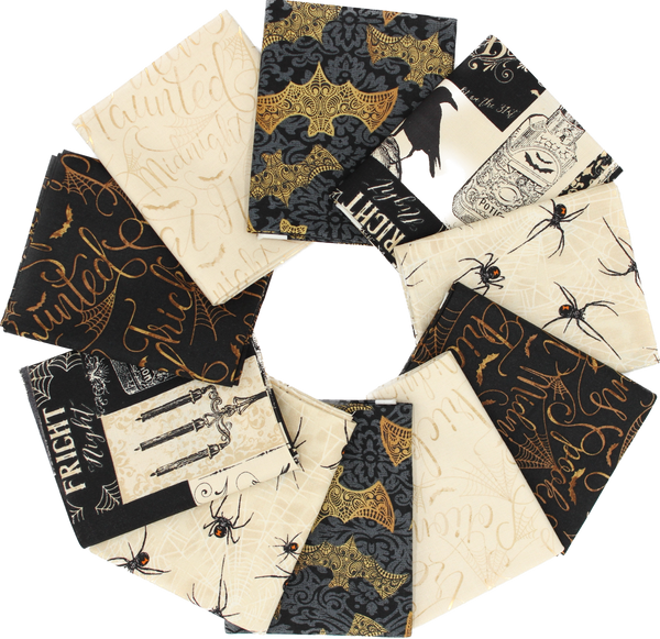 Halloween Themed Fat Quarter Bundle - 10 pack (Mystery Manor)