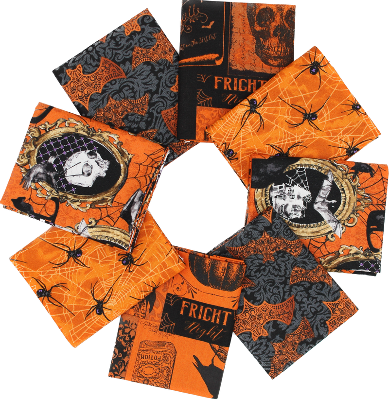 Halloween Themed Fat Quarter Bundle - 8 pack (Mystery Manor)
