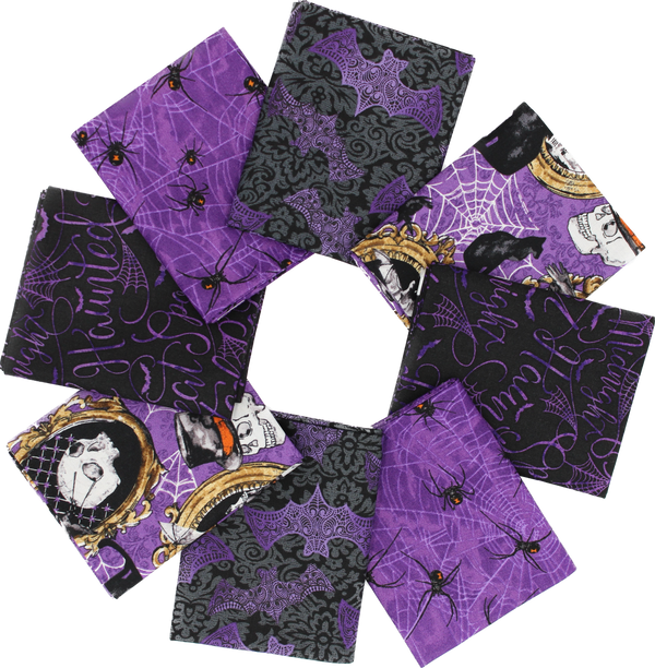 Halloween Themed Fat Quarter Bundle - 8 pack (Mystery Manor)