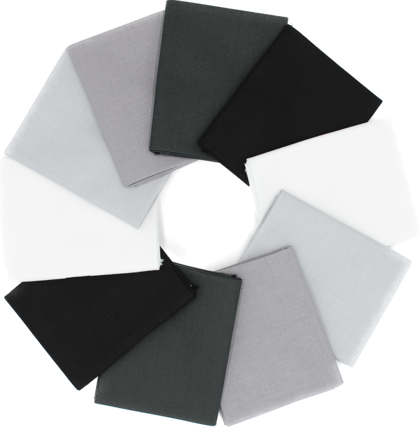Supreme Solids - Fat Quarter Bundle - White/Grey/Black - 10 pack