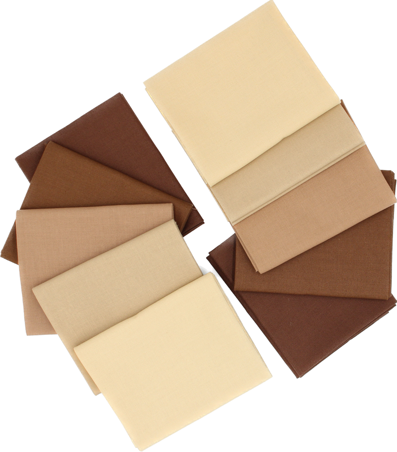 Supreme Solids - Fat Quarter Bundle - Shades of Brown - 10 pack