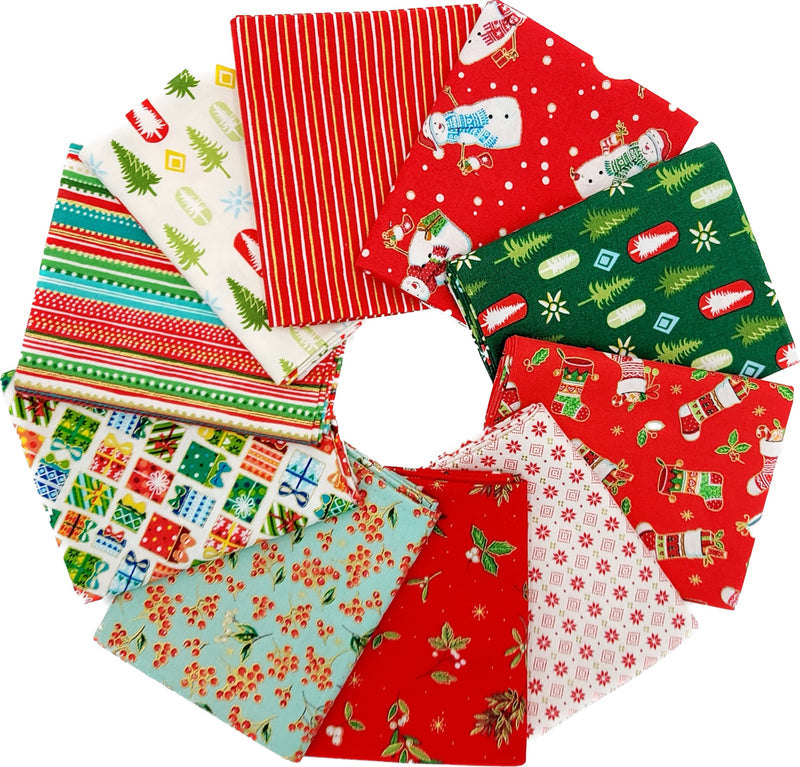 Christmas Themed Fat Quarter Bundle - 10 pack (Merry & Bright)