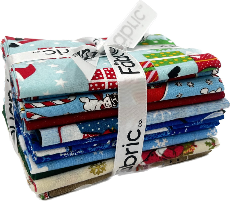 Christmas Themed Fat Quarter Bundle - 10 pack (Kid Print Holiday)