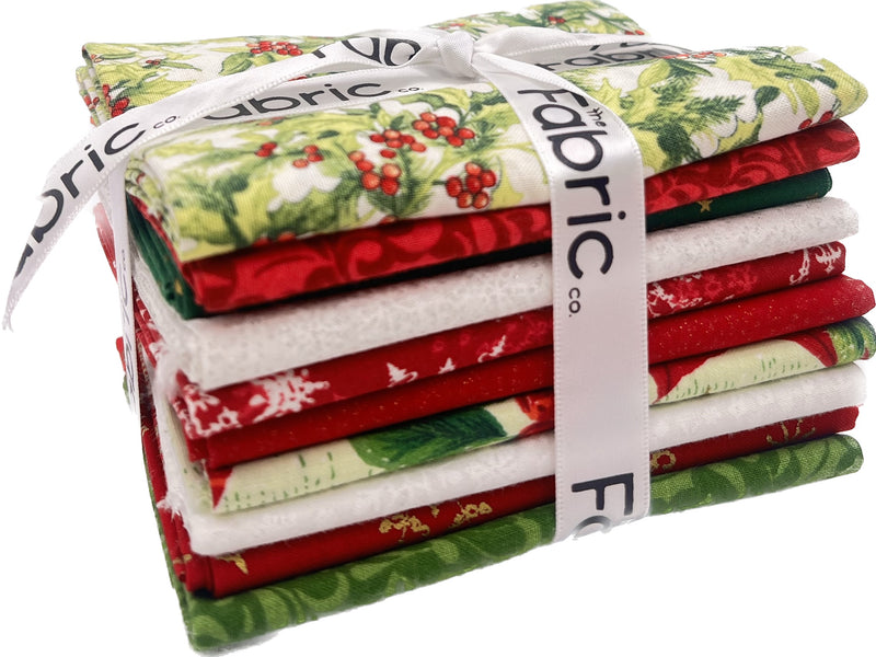 Christmas Themed Fat Quarter Bundle - 10 pack (Traditional Holiday)