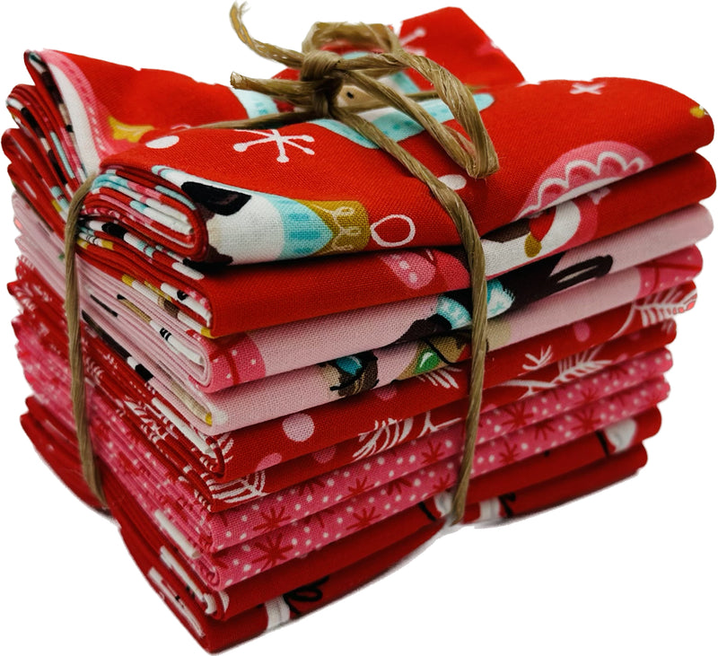 Furry & Bright - Andover Fabrics - Fat Quarter Bundle - 10 pack (Red)