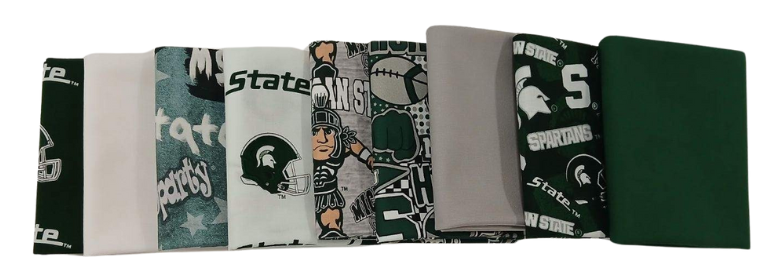 Michigan State Spartans - Fat Quarter Bundle - 20 pack (Green & White)