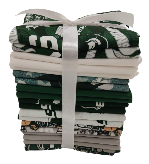 Michigan State Spartans - Fat Quarter Bundle - 20 pack (Green & White)