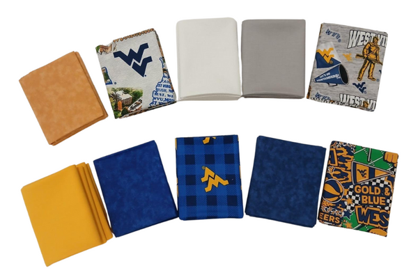 West Virginia Mountaineers - Fat Quarter Bundle - 20 pack (Gold & Blue)
