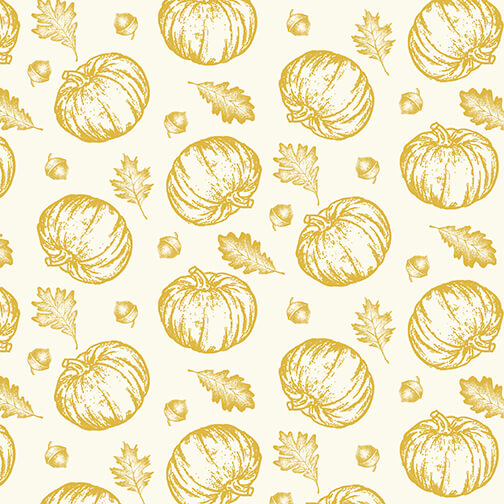 Simply Gold - Gold Metallic - Tossed Pumpkins & Leaves
