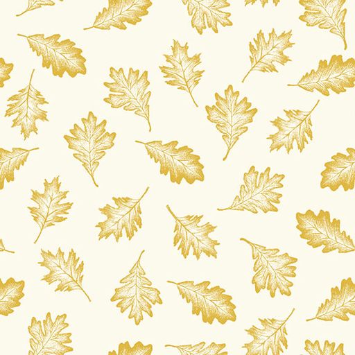 Simply Gold - Gold Metallic - Tossed Oak Leaves