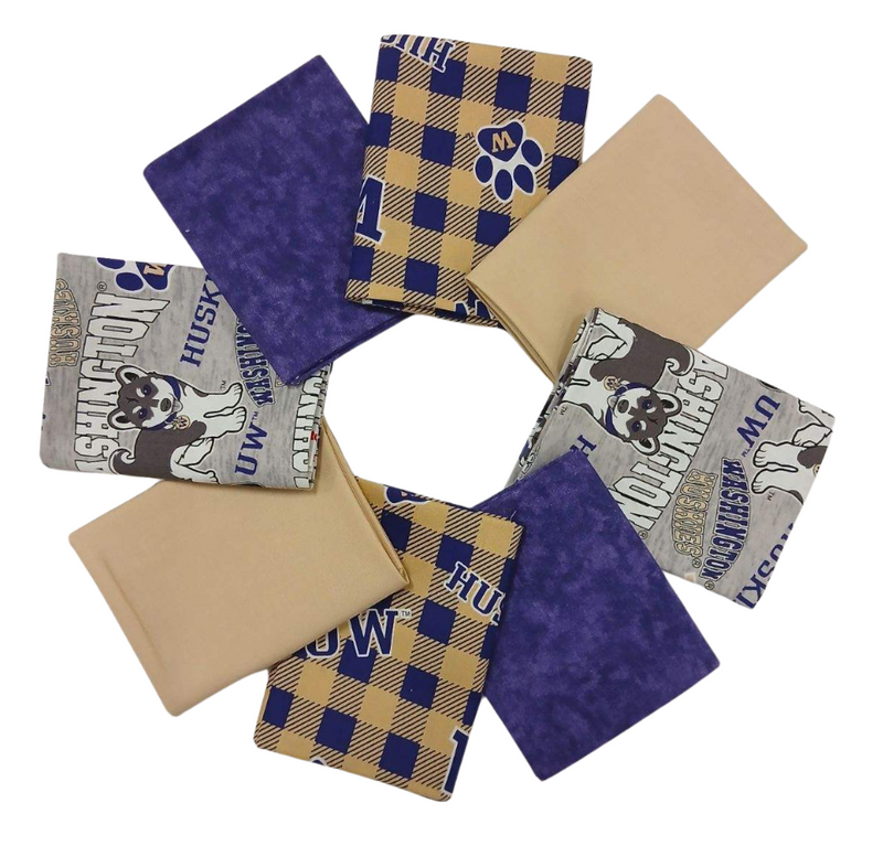 Washington Huskies - Fat Quarter Bundle - 10 pack (Purple & Gold)