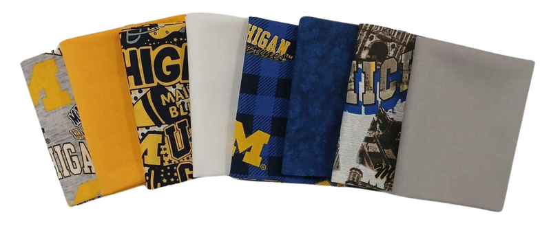 Michigan Wolverines - Fat Quarter Bundle - 16 pack (Maize & Blue)