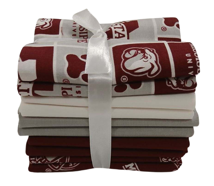 Mississippi State Bulldogs - Fat Quarter Bundle - 10 pack (Maroon & White)