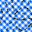 Comfy Flannel - Blue Gingham Check with Ants