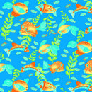 Comfy Flannel - Bright Fish on Blue