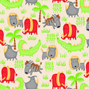 Comfy Flannel - Jungle Animals - Cream