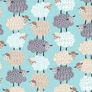 Sweet Dreams Flannel - Sweet Stacked Sheep - Aqua