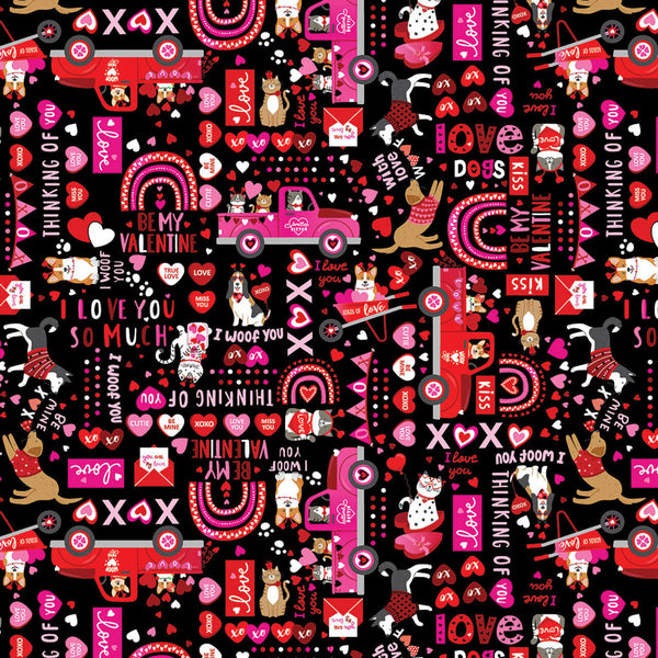 Love You Fur-Ever - XOXO Words - Black