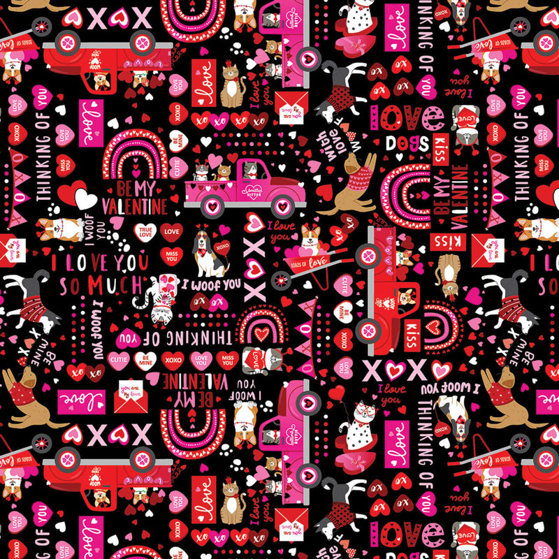 Love You Fur-Ever - XOXO Words - Black