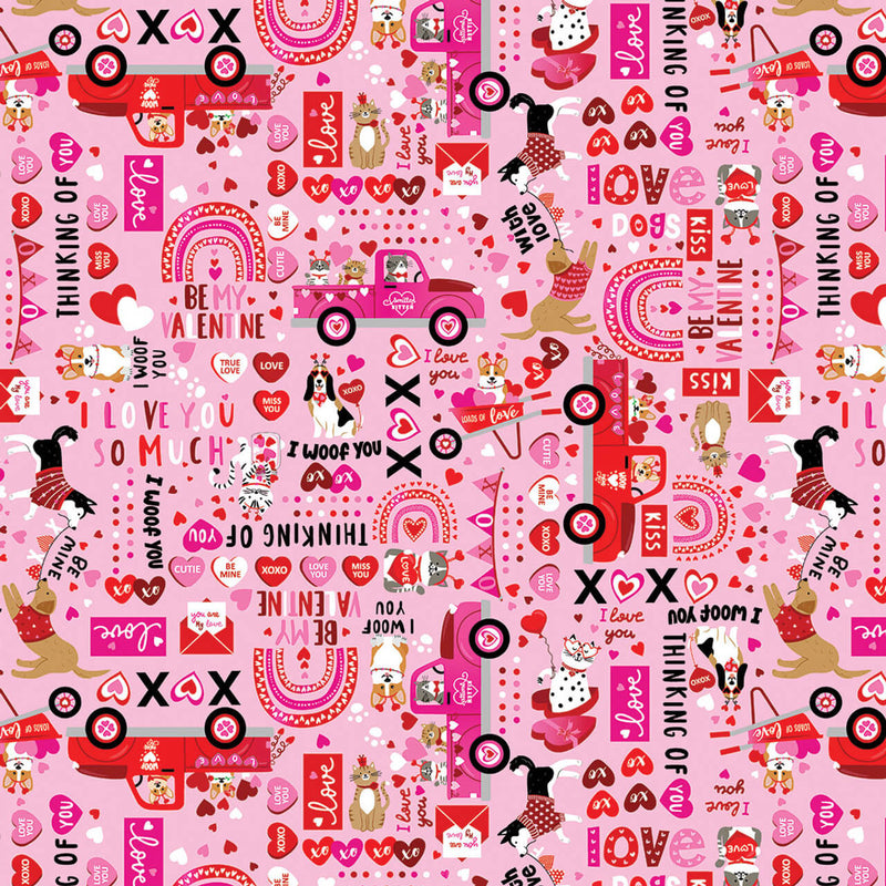 Love You Fur-Ever - XOXO Words - Pink