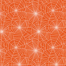 Ghostly Cobwebs Orange Cotton 44"/45" Fabric Per Yard