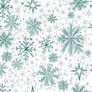 Snow Frost White Teal Cotton 44"/45" Fabric Per Yard