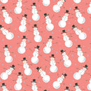 Merry Snowman Medium Peach Jam Cotton 44"/45" Fabric Per Yard