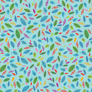 Scattered Leaves Cheeto's World Sky Cotton 44"/45" Fabric Per Yard