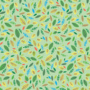 Scattered Leaves Green Cheeto's World Cotton 44"/45" Fabric Per Yard
