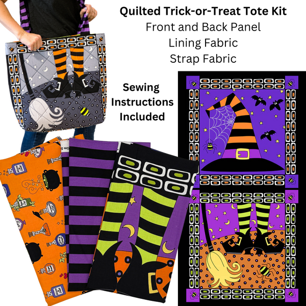 Quilted Trick or Treat Tote - Quilt Kit (Purple Panel)