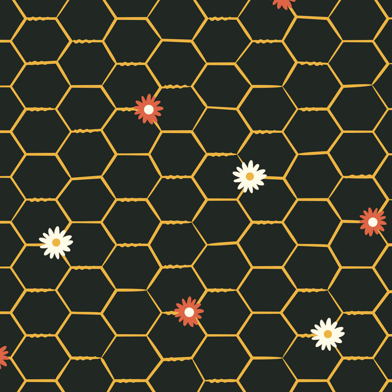 Homestead Haven - Floral Chicken Wire - Black