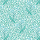 Turquoise Felipe Birds and Branches Cotton 44/45" Fabric Per Yard