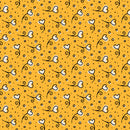 Yellow Heart Blossoms Love Ink 3384 Cotton 44”/45” Fabric Per Yard