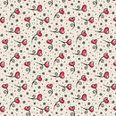 Love, Ink - Pink Heart Blossoms 3384 - Cotton 44/45" Fabric Per Yard