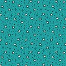 Teal Hearts Love Ink 3388 Cotton 44/45" Fabric Per Yard