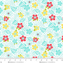 Jubilee Multi Blue Fun Flower Cotton 44" / 45" Fabric per yard