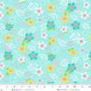 Jubilee Blue Modern Floral Cotton 44" / 45" Fabric per yard