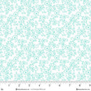 Jubilee White And Blue Linear Floral Cotton 44" / 45" Fabric per yard