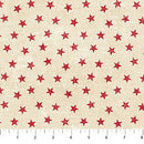 Cream Red Stars American Heartland Cotton 44"/45" Fabric Per Yard