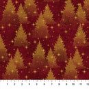 O' Christmas Tree Shimmer Trees Dark Red Multi 44"/45" Cotton Fabric Per Yard