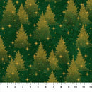 O' Christmas Tree Shimmer Trees Dark Green Multi 44"/45" Cotton Fabric Per Yard