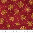 O' Christmas Tree Shimmer Snowflakes Red Multi 44"/45" Cotton Fabric Per Yard