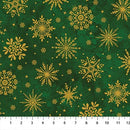 O' Christmas Tree Shimmer Snowflakes Green Multi 44"/45" Cotton Fabric Per Yard