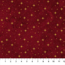 O' Christmas Tree Shimmer Stars Dark Red Multi 44"/45" Cotton Fabric Per Yard