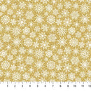 O' Christmas Tree Shimmer Gold Snowflakes 44"/45" Cotton Fabric Per Yard