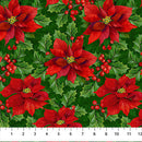 Deck The Halls Poinsettia Pine Multi 44"/45" Cotton Fabric Per Yard