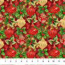 Deck The Halls Baubles Red Multi 44"/45" Cotton Fabric Per Yard