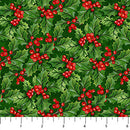 Deck The Halls Holly Pine Multi 44"/45" Cotton Fabric Per Yard